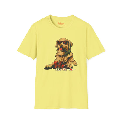 Poker Pooch Graphic Tee - Cool Golden Retriever Poker Shirt