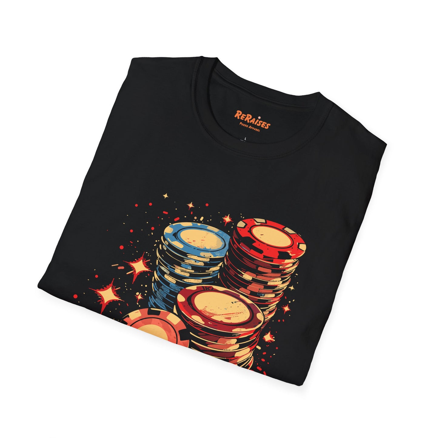 Stellar Stacks Poker Chips Tee - Cosmic Casino Night Shirt