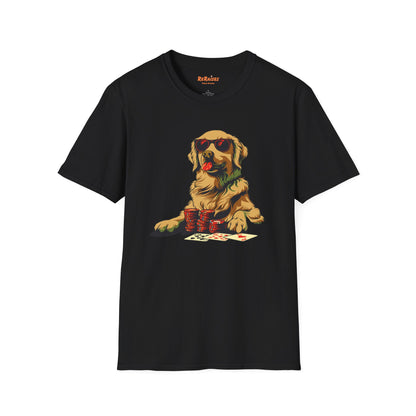 Poker Pooch Graphic Tee - Cool Golden Retriever Poker Shirt