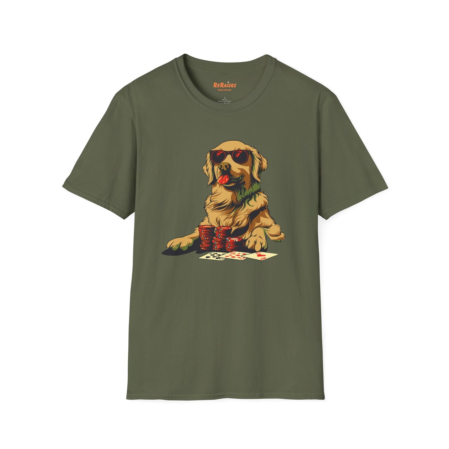 Poker Pooch Graphic Tee - Cool Golden Retriever Poker Shirt